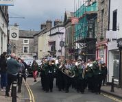 Marching down the High Street in Kirkby Lonsdale